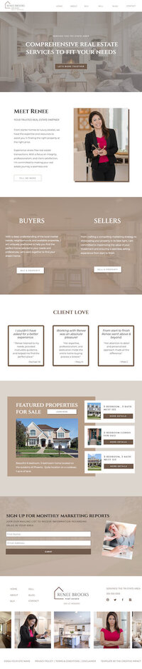 Renee Brooks realtor home page screenshot mockup on ipad