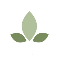 Green leaf logo on a white background, representing "Nourishing Words."