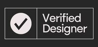 A checkmark in a circle next to the text 'Verified Designer' Creative Brand Design at Roen Creative Studio 
