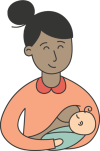 illustration of a mom breast feeding