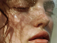 dewey skin with water droplets