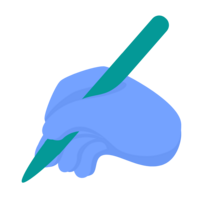 Graphic of hand holding a pencil to write