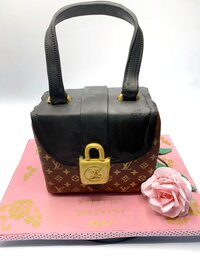 Handpainted Louis Vuitton Purse Cake using Chocolate Fondant with