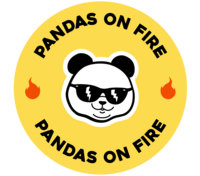 Pandas on Fire submark in light gold and deep orange, representing an expert Google Ads agency specializing in effective ad management.