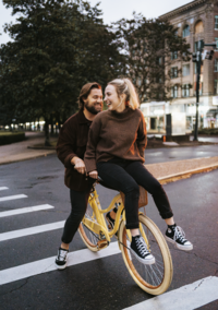 Riding a bike with Cody through the streets—joy in the simple things.


