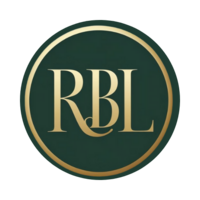 Green and gold circle with “RBL” initials for Richardson Business Law.