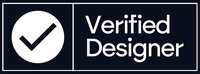 A black checkmark in a circle next to the text 'Verified Designer