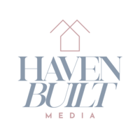 Haven Built Media logo in light blue and pink