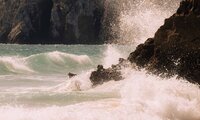 waves crashing on the algarve rocky coast 2025