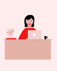 illustration female desk