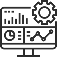Gear and analytics dashboard icon representing performance tracking tools