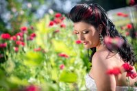 Bridal portrait in the garden at Wildberry Farm in Marion, SC