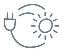 Icon of a sun and power cord