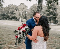 couple first look at outdoor wedding in Massachusetts