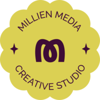 Spinning flower icon with Millien Media Letter Mark
