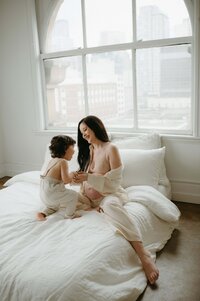 mom and son maternity photography