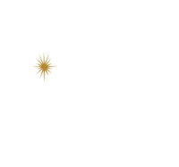 White logo with a moon, gold star, and the letters B and S next to a small lavender stem