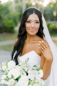 Outdoor bridal portrait at a wedding at the Ribault Club near Jacksonville,Florida.