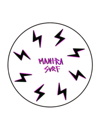 The official logo of Mantra Surf Bali, a leading surf school in Canggu, Bali.