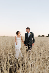 Bride and groom wedding photography shoot in rustic hillside McLaren Vale.
