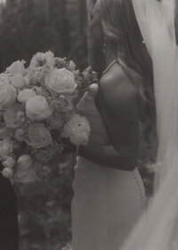 detail photo of bride holding bouquet