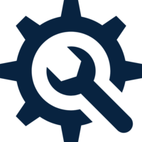 Wrench overlaid on a gear icon.