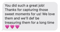 client thanking a photographer for wedding pictures
