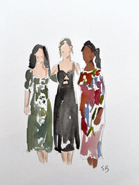 Watercolor portrait of three women