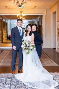Eleanor Stenner with bride and groom at Birmingham wedding 