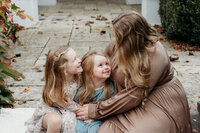 Candid family photography session with mom and two girls at Hurley Gardens, IL by Moments by Meli