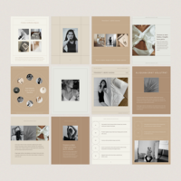 A curated collection gentle of social media templates tailored to help you streamline your process and strengthen your social media presence. Featuring 36 templates of sophisticated and minimal aesthetics, easy to customize with InDesign, Illustrator, and Canva.