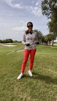 Renee O’Higgins, PGA and LPGA golf instructor teaching a lesson at Quail West in Naples, Florida.