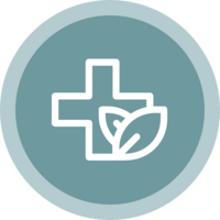 Leaf next to medical cross icon
