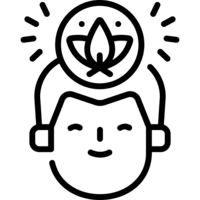 Peach of mind Icon with a head and a lotus flower