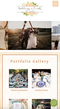 Screen Shot of the Gallery page for Weddings and Events by Raina