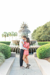 Pineapple Fountain Proposal Charleston Photographers | Laura and Rachel Photography
