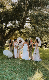milagro winery wedding bridal party photo, san diego luxury wedding venue, italian inspired outdoor wedding, bridesmaid dress inspiration, wedding content creator in southern california
