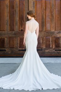 Crepe Mermaid Wedding Dress with illusion back