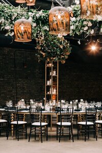 Wedding reception with floral and lanterns