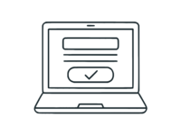 Outline icon of a computer monitor, symbolizing a quick contact form on the Grassroots Creative Company website.