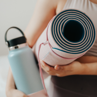 Yoga mat, symbolizing holistic fitness practices at Jaz Pilates, integrated into Muse Studio’s wellness-focused social media and branding campaigns.