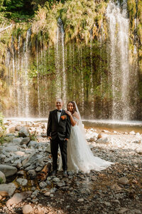 Newlyweds at a Waterfall | Photography by Jocelyn