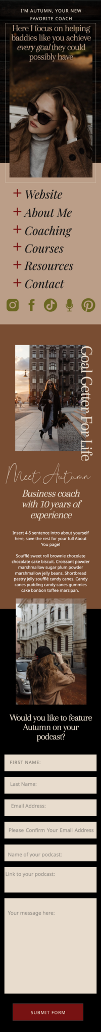 long screenshot of a website that the designer made