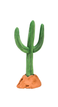 a saguaro cactus shaped ring holder made out of ceramic