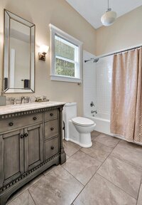 Full bathroom  in this 3-bedroom, 2-bathroom vacation rental home near the Silos and Baylor in Waco, TX