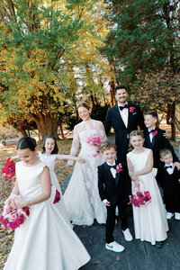 Bride and groom walk up memorial steps at their DC wedding