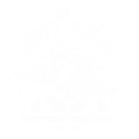 The logo for The Patty Freaks features a playful illustration of a cartoon burger character wearing a beanie, making a rock 'n' roll hand gesture, and dancing with musical notes around its head. The text "The Patty Freaks" arches above the character, while "Get Your Freak On!" and "Est. 2018" are written below. The design is surrounded by small clouds and plants, set against a black background