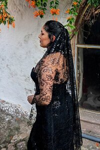 floral black wedding veil
