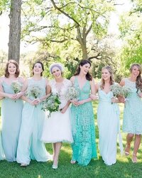 Bride with her bridesmaids outdoors