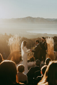 bride and groom kissing